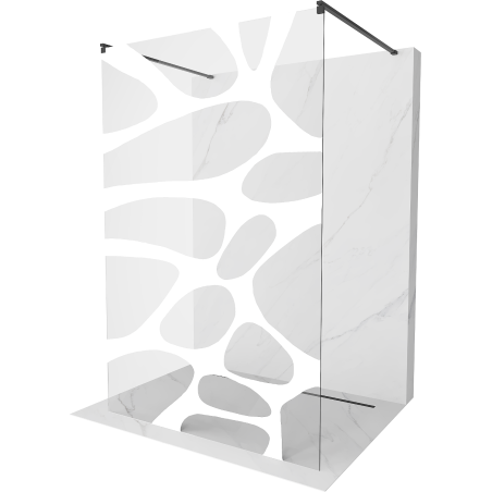 Mexen Kioto free-standing shower screen 110 x 200 cm, Transparent/White pattern 8 mm, Black - 800-110-002-70-97