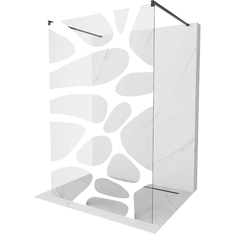 Mexen Kioto free-standing shower screen 140 x 200 cm, Transparent/White pattern 8 mm, Black - 800-140-002-70-97