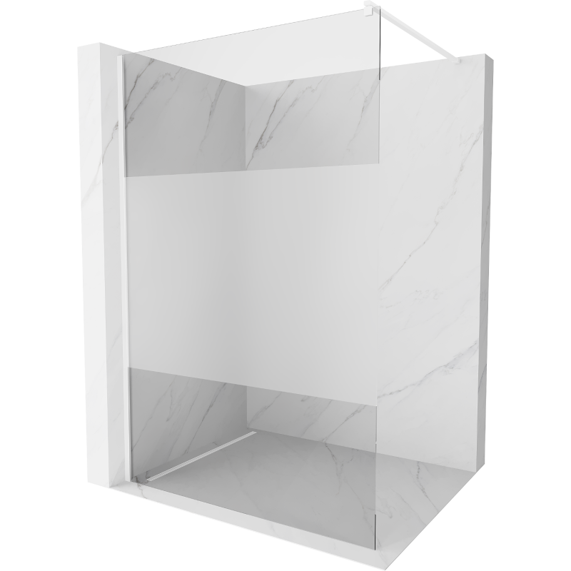 Mexen Kioto Walk-in Shower Wall 100 x 200 cm, Transparent/Frost 8 mm, White - 800-100-101-20-35