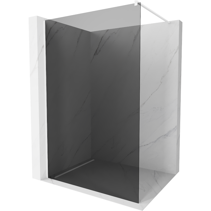 Mexen Kioto shower screen 70 x 200 cm, Graphite 8 mm, White - 800-070-101-20-40