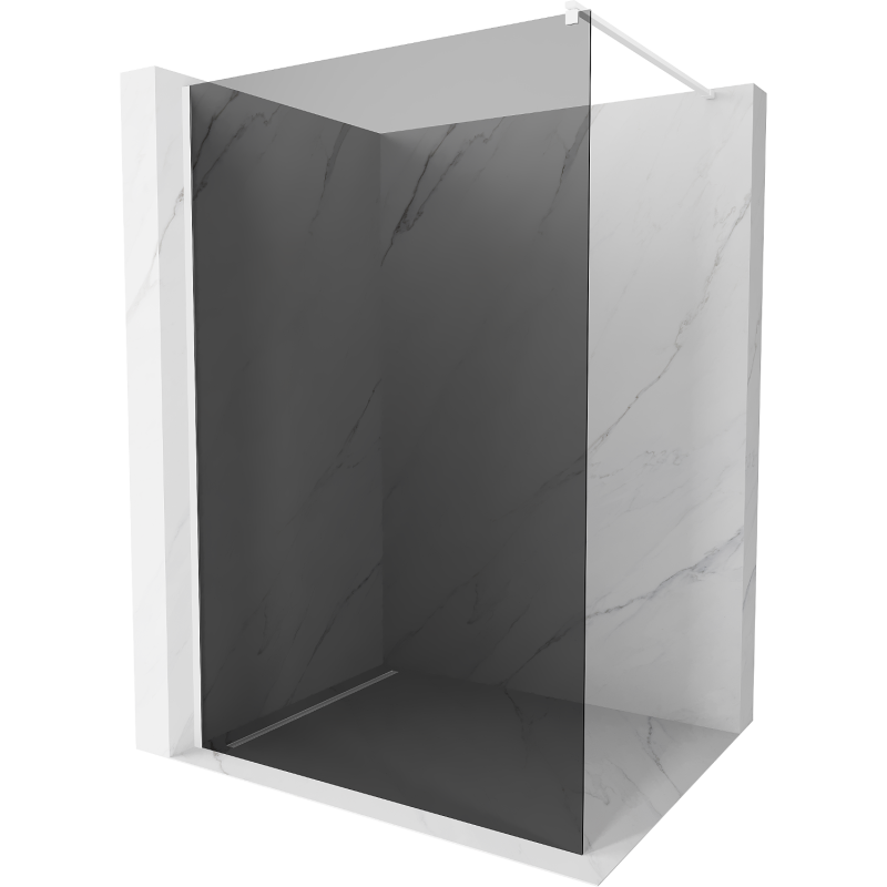 Mexen Kioto Walk-in Shower Wall 80 x 200 cm, Graphite 8 mm, White - 800-080-101-20-40