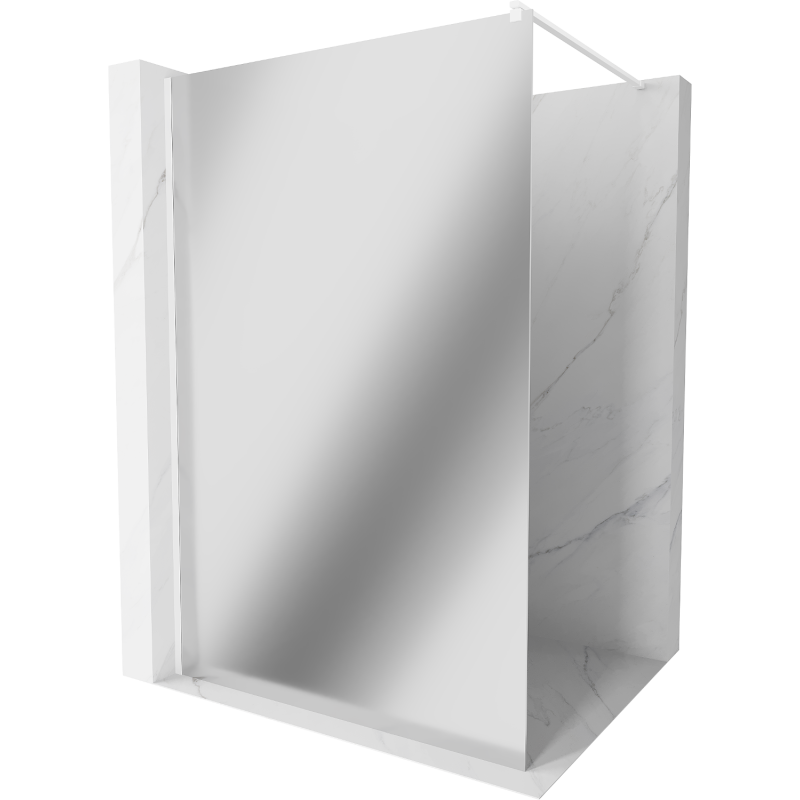Mexen Kioto Walk-in Shower Wall 100 x 200 cm, Mirror 8 mm, White - 800-10-101-20-50