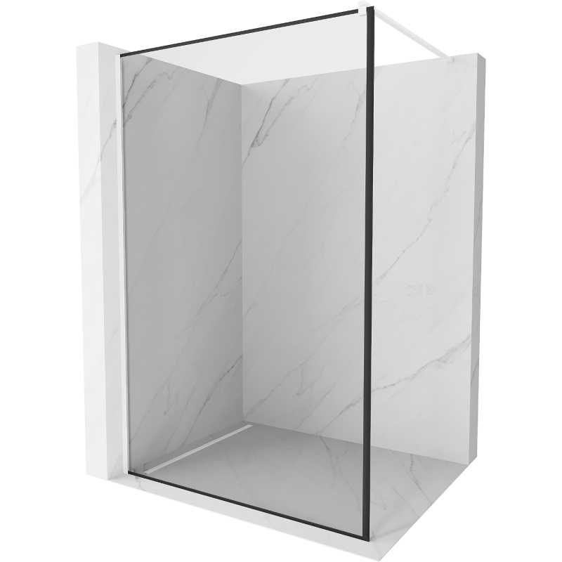 Mexen Kioto shower wall Walk-in 100 x 200 cm, black pattern 8 mm, white - 800-100-101-20-70