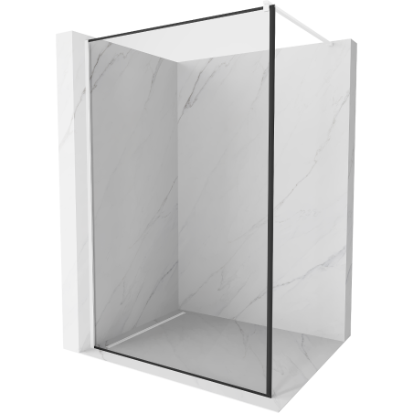 Kyoto Walk-in Shower Wall 110 x 200 cm, Black Frame 8 mm, White - 800-110-101-20-70