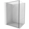Kioto shower screen 110 x 200 cm, Transparent/Black pattern 8 mm, White - 800-110-101-20-70