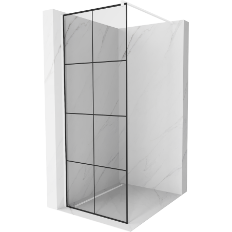 Mexen Kioto shower wall Walk-in 70 x 200 cm, black grid 8 mm, white - 800-070-101-20-77
