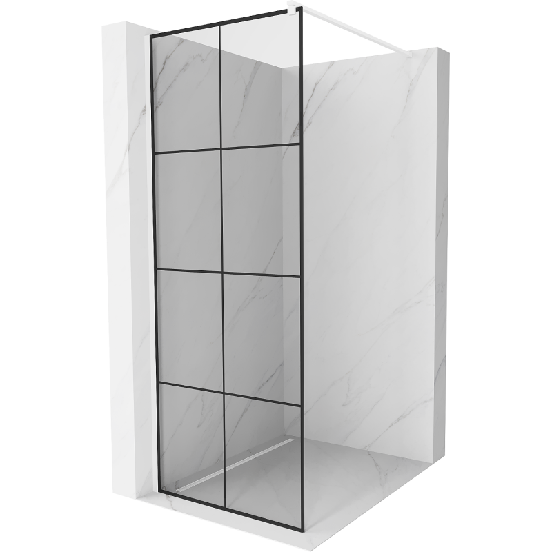 Mexen Kioto Walk-in Shower Screen 80 x 200 cm, Black Grid 8 mm, White - 800-080-101-20-77