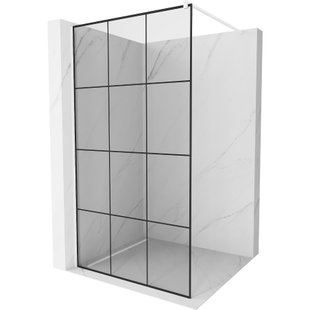 Mexen Kioto Walk-in Shower Panel 110 x 200 cm, Black Grid 8 mm, White - 800-110-101-20-77