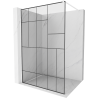 Kioto shower screen 110 x 200 cm, Transparent/Black pattern 8 mm, White - 800-110-101-20-78