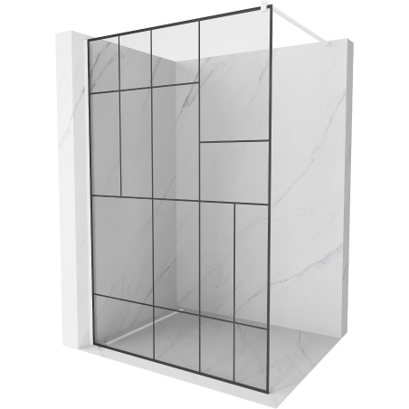 Mexen Kioto Walk-in Shower Screen 120 x 200 cm, Black Pattern 8 mm, White - 800-120-101-20-78