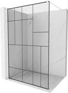 Mexen Kioto shower screen 120 x 200 cm, Transparent/Black pattern 8 mm, White - 800-120-101-20-78