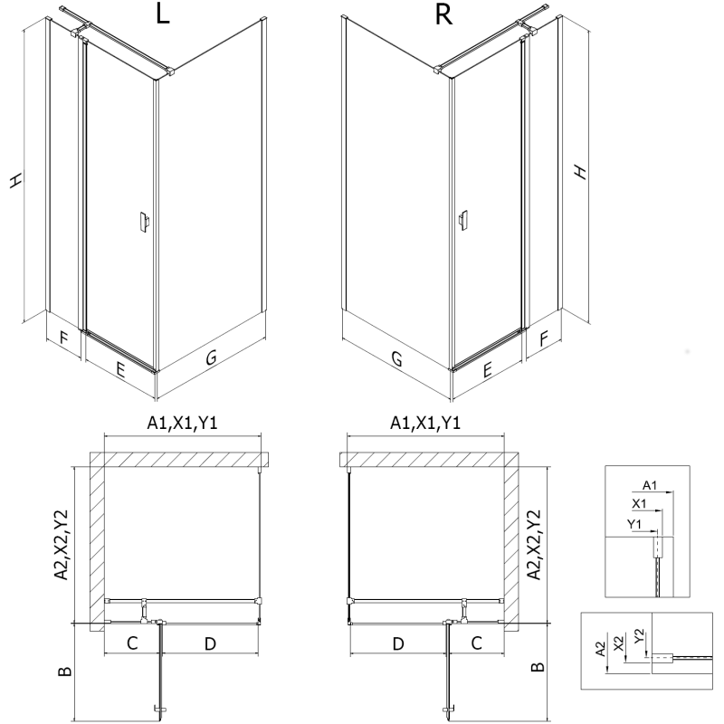 Mexen Mist T Shower Enclosure Hinged 105 x 90 cm, Transparent, Chrome - 8A4T-105-090-01-00