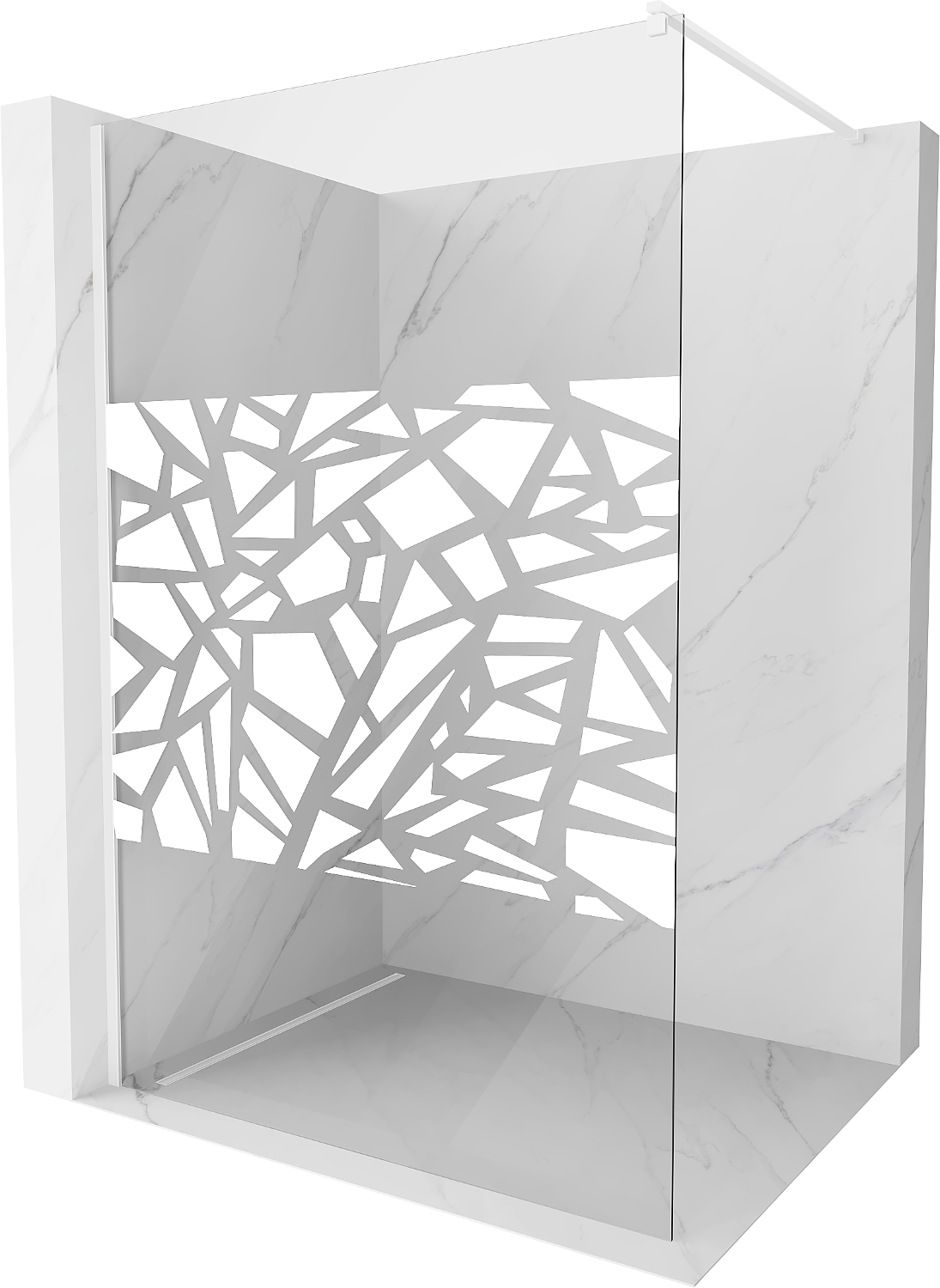 Mexen Kioto shower screen 70 x 200 cm, Transparent/White pattern 8 mm, White - 800-070-101-20-85