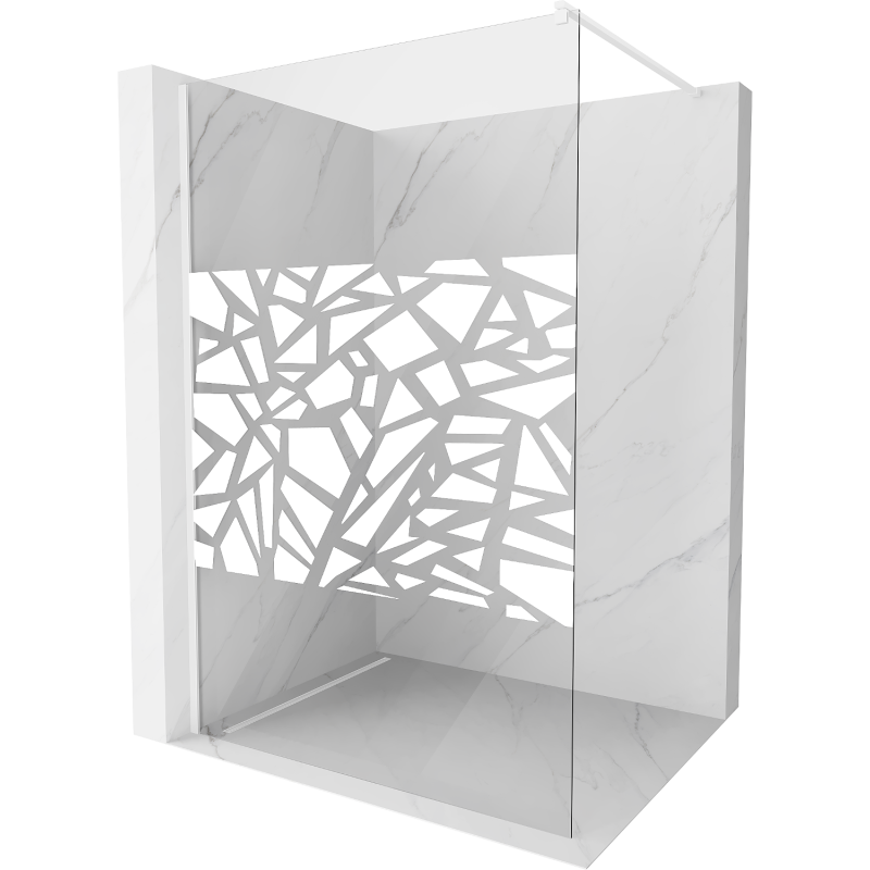 Mexen Kioto shower screen 80 x 200 cm, Transparent/White pattern 8 mm, White - 800-080-101-20-85