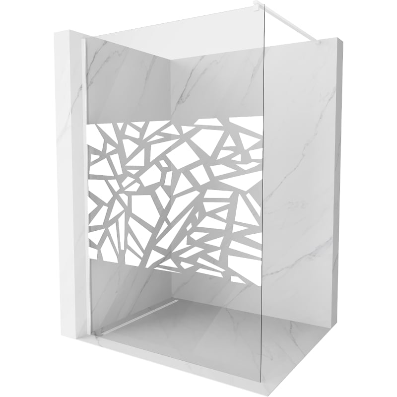Mexen Kioto Walk-in Shower Panel 100 x 200 cm, White Pattern 8 mm, White - 800-100-101-20-85