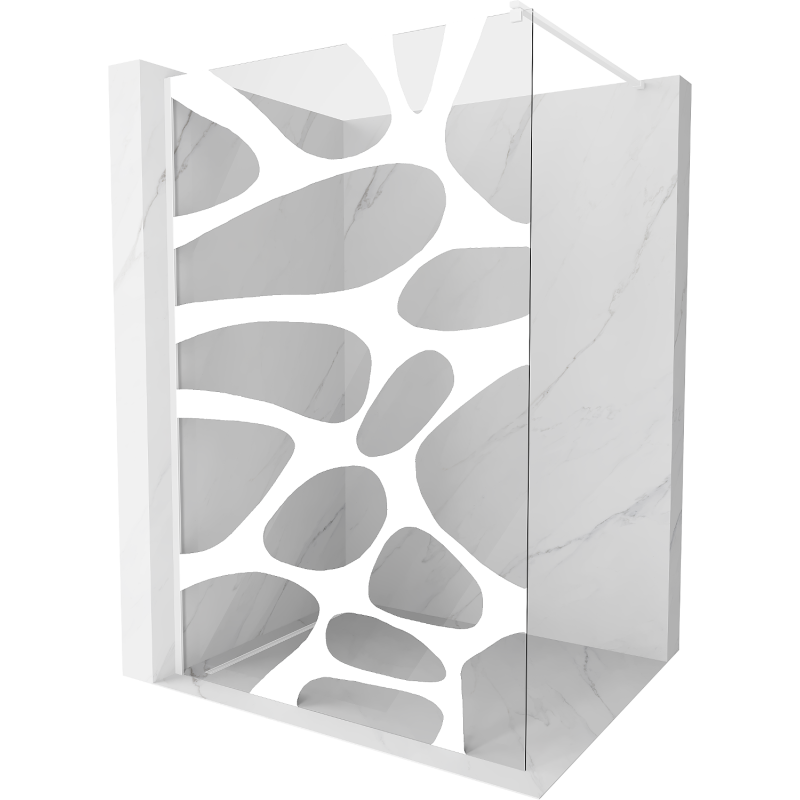 Mexen Kioto shower screen 70 x 200 cm, Transparent/White pattern 8 mm, White - 800-070-101-20-97