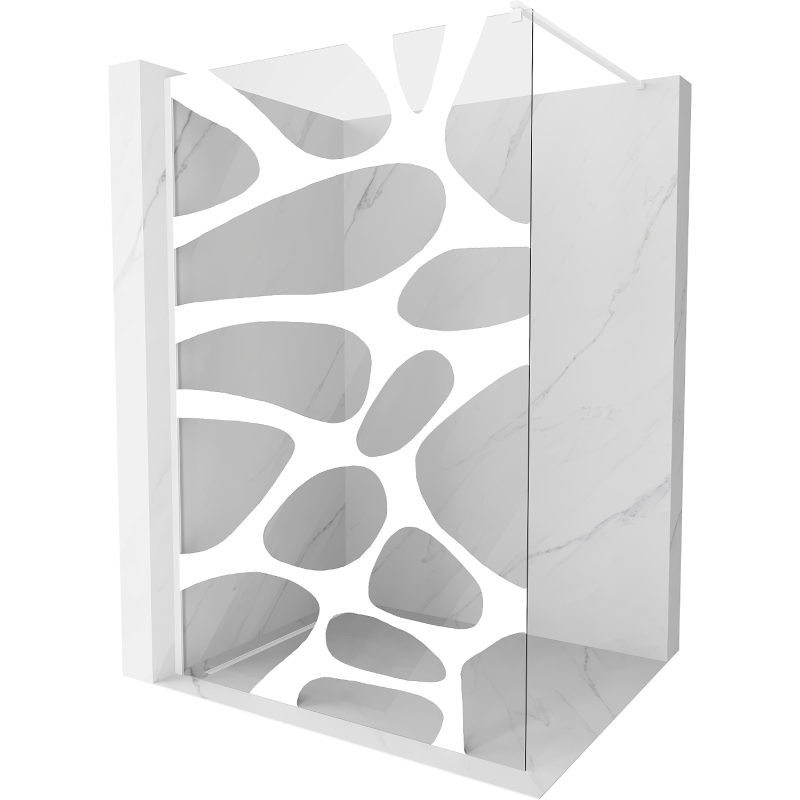 Mexen Kioto shower screen 100 x 200 cm, Transparent/White pattern 8 mm, White - 800-100-101-20-97