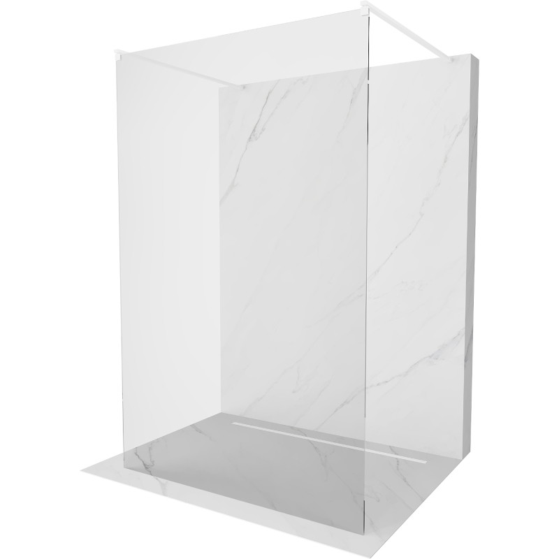Mexen Kioto Freestanding Shower Screen 110 x 200 cm, Transparent 8 mm, White - 800-110-002-20-00
