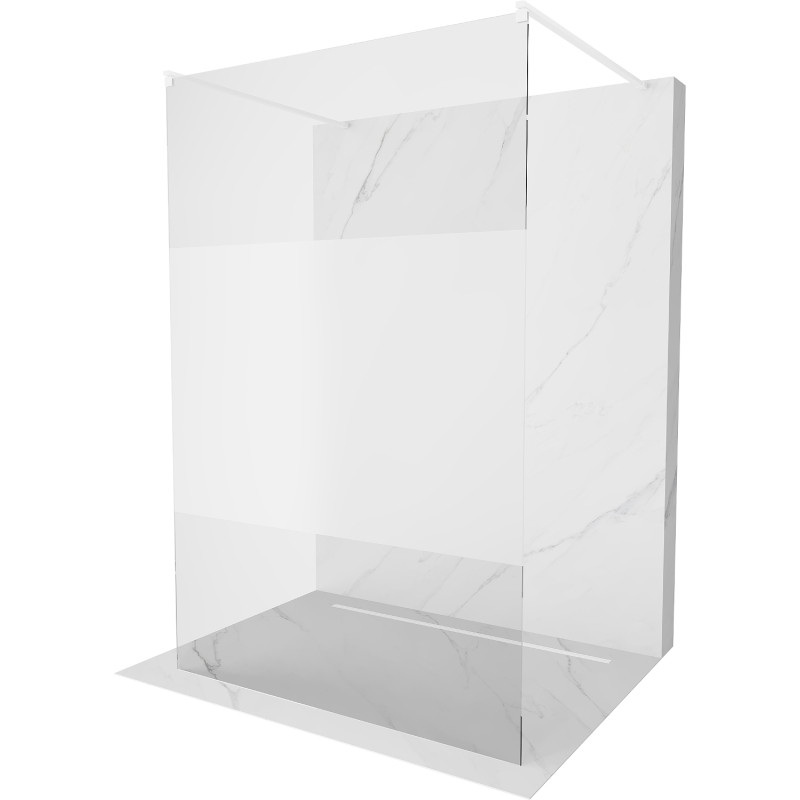 Mexen Kioto freestanding shower panel 110 x 200 cm, transparent/frosted 8 mm, white - 800-110-002-20-35