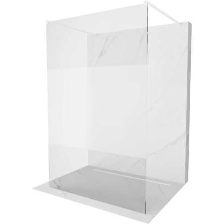 Mexen Kioto standalone shower wall 110 x 200 cm, transparent/frosted 8 mm, white - 800-110-002-20-35