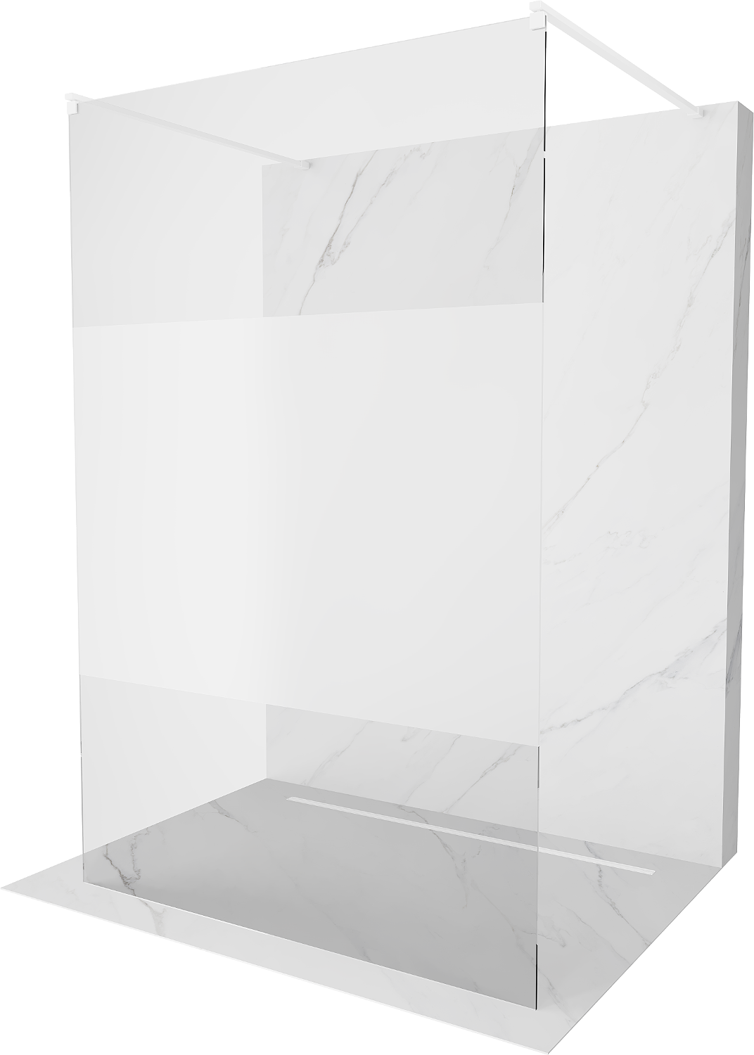 Mexen Kioto free-standing shower screen 120 x 200 cm, Transparent/Frosted 8 mm, White - 800-120-002-20-35