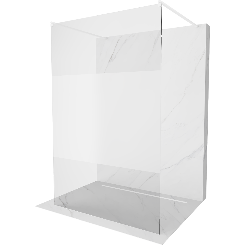 Mexen Kioto freestanding shower wall 100 x 200 cm, transparent/frosted 8 mm, white - 800-100-002-20-35