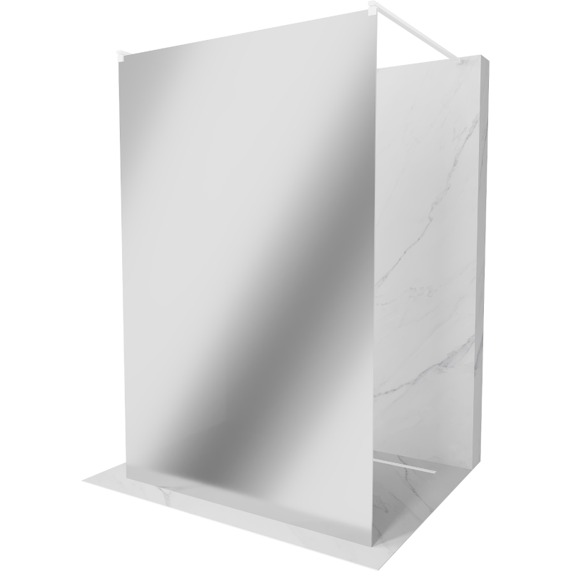 Mexen Kioto 100 x 200 cm Freestanding Shower Wall, 8 mm Mirror, White - 800-100-002-20-50