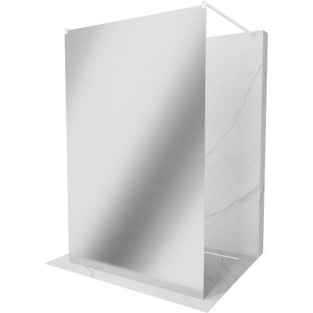 Mexen Kioto freestanding shower wall 100 x 200 cm, mirror 8 mm, white - 800-100-002-20-50