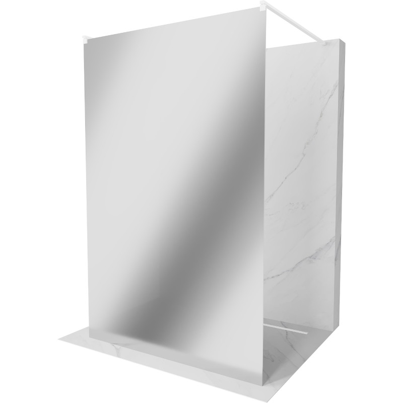 Mexen Kioto freestanding shower wall 120 x 200 cm, mirror 8 mm, white - 800-120-002-20-50