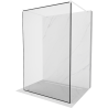 Mexen Kioto freestanding shower wall 100 x 200 cm, black frame 8 mm, white - 800-100-002-20-70