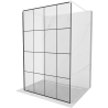 Mexen Kioto freestanding shower wall 130 x 200 cm, black grid 8 mm, white - 800-130-002-20-77