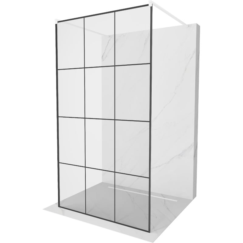 Mexen Kioto free-standing shower screen 100 x 200 cm, Transparent/Black pattern 8 mm, White - 800-100-002-20-77