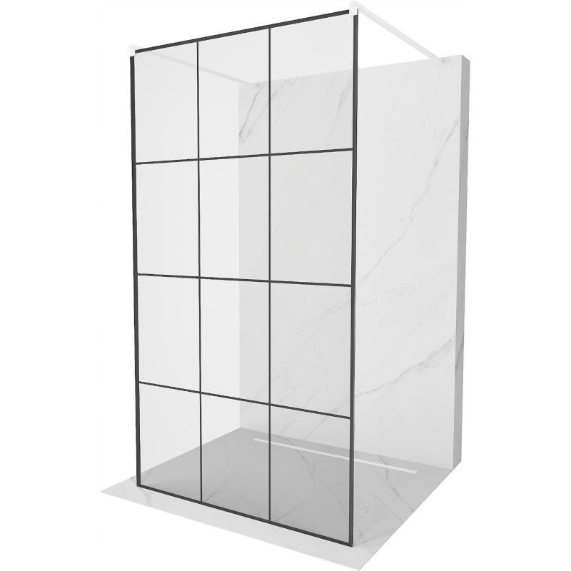 Mexen Kioto free-standing shower screen 120 x 200 cm, Transparent/Black pattern 8 mm, White - 800-120-002-20-77