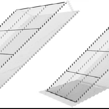 Mexen Kioto freestanding shower wall 120 x 200 cm, black grid 8 mm, white - 800-120-002-20-77