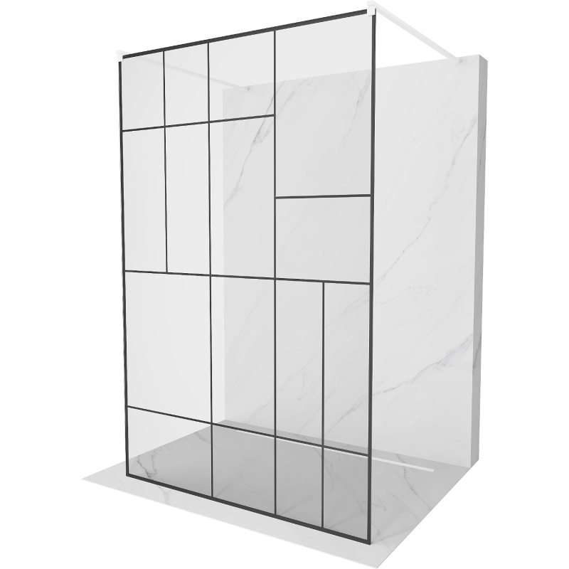 Mexen Kioto free-standing shower screen 110 x 200 cm, Transparent/Black pattern 8 mm, White - 800-110-002-20-78