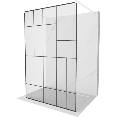 Mexen Kioto freestanding shower wall 110 x 200 cm, black pattern 8 mm, white - 800-110-002-20-78