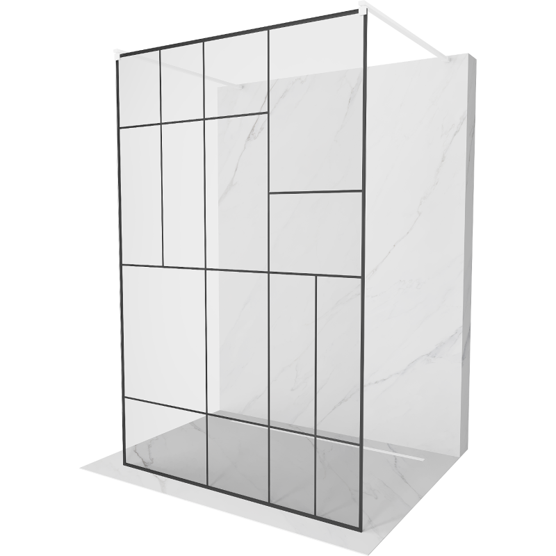 Mexen Kioto 130 x 200 cm Freestanding Shower Wall, Black Pattern 8 mm, White - 800-130-002-20-78