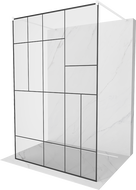 Mexen Kioto free-standing shower screen 140 x 200 cm, Transparent/Black pattern 8 mm, White - 800-140-002-20-78