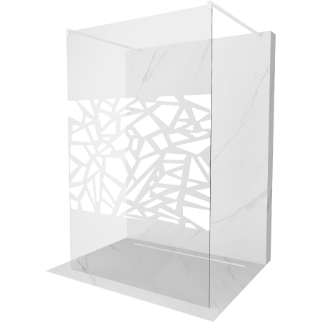 Mexen Kioto free-standing shower screen 100 x 200 cm, Transparent/White pattern 8 mm, White - 800-100-002-20-85