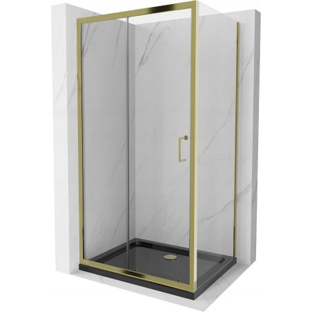 Mexen Apia sliding shower cabin 120 x 90 cm, transparent, gold + Flat tray, black - 840-120-090-50-00-4070G