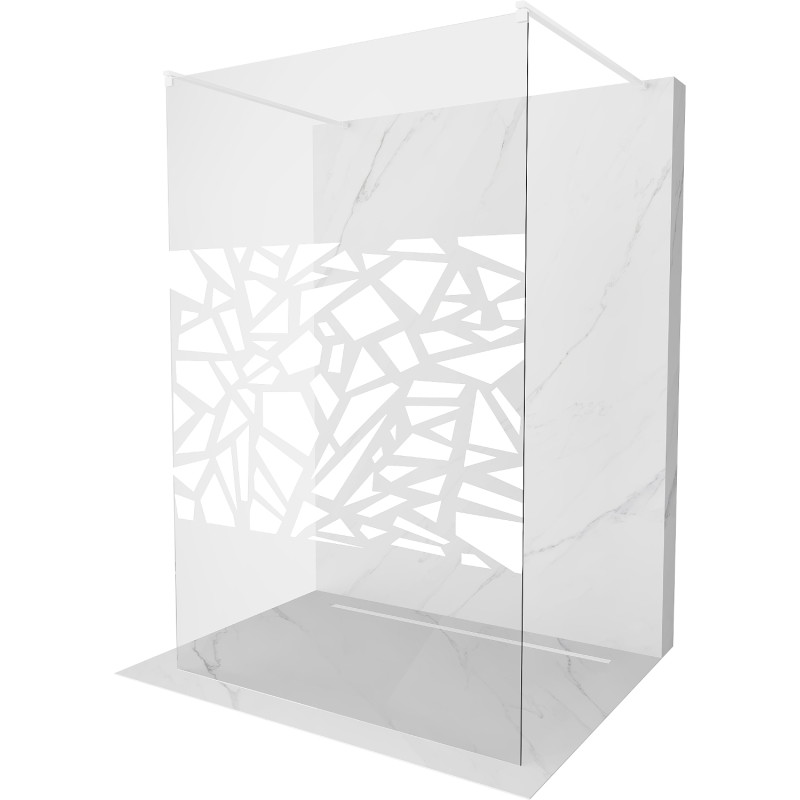 Mexen Kioto freestanding shower screen 130 x 200 cm, white pattern 8 mm, white - 800-130-002-20-85