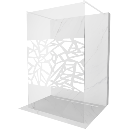 Mexen Kioto free-standing shower screen 130 x 200 cm, Transparent/White pattern 8 mm, White - 800-130-002-20-85
