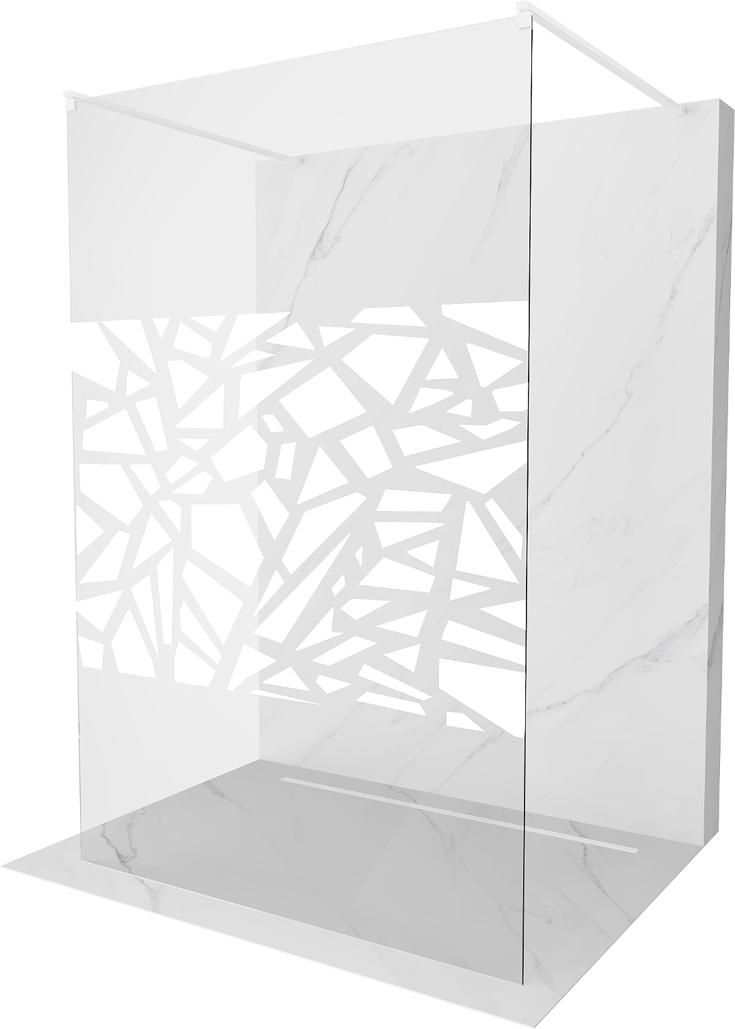 Mexen Kioto free-standing shower screen 130 x 200 cm, Transparent/White pattern 8 mm, White - 800-130-002-20-85