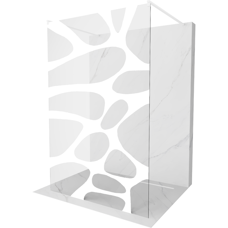 Mexen Kioto freestanding shower wall 100 x 200 cm, white wave 8 mm, white - 800-100-002-20-97