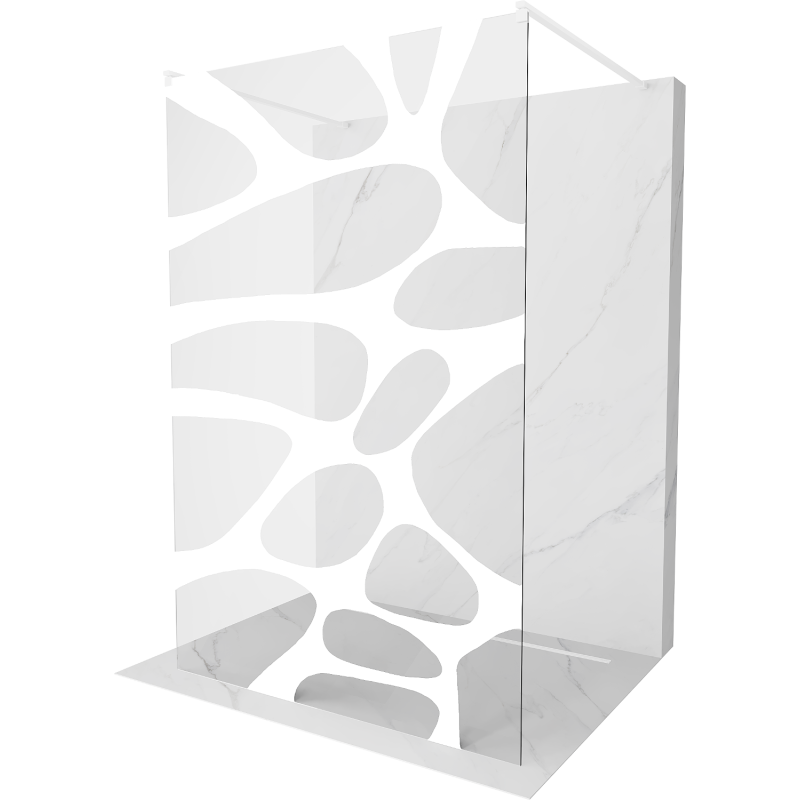 Mexen Kioto free-standing shower screen 120 x 200 cm, Transparent/White pattern 8 mm, White - 800-120-002-20-97