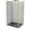 Mexen Apia sliding shower cabin 140 x 90 cm, transparent, gold + Flat tray, black - 840-140-090-50-00-4070G
