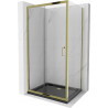 Mexen Apia sliding shower cabin 140 x 100 cm, transparent, gold + Flat shower tray, black - 840-140-100-50-00-4070G