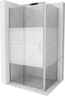 Mexen Apia sliding shower cabin 95 x 80 cm, white stripes, chrome - 840-095-080-01-20