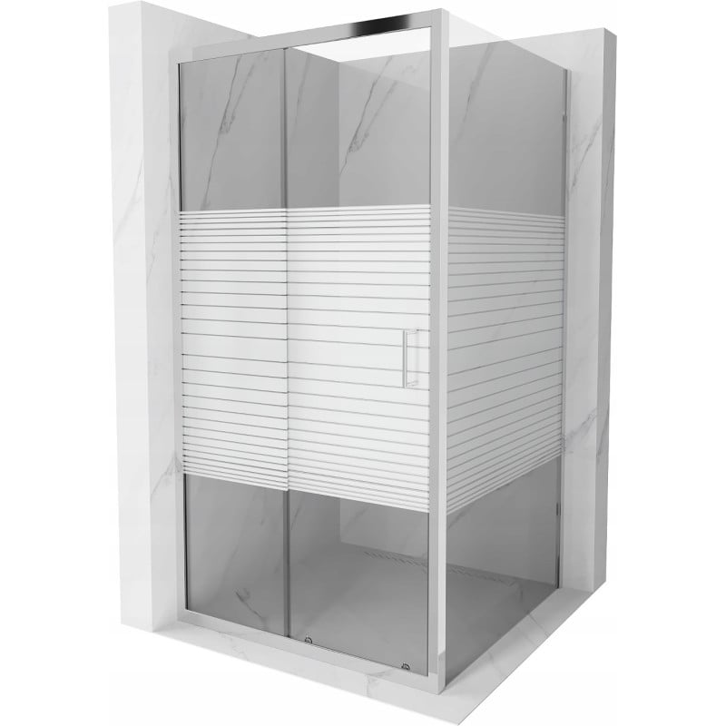 Mexen Apia extendable shower cubicle 100 x 100 cm, Stripes, Chrome - 840-100-100-01-20
