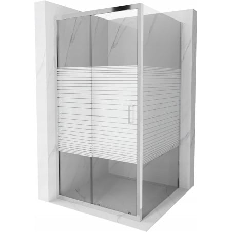 Mexen Apia sliding shower cabin 100 x 100 cm, white stripes, chrome - 840-100-100-01-20